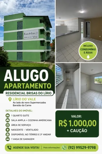 Apartamento 1 Suíte no Lírio do Vale | Condomínio e Água Inclusos