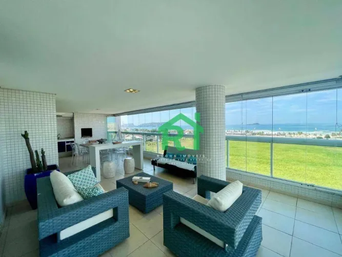 Apartamento à beira mar com 4 quartos (4 suítes), 3 vagas e lazer à venda na Enseada, Guar