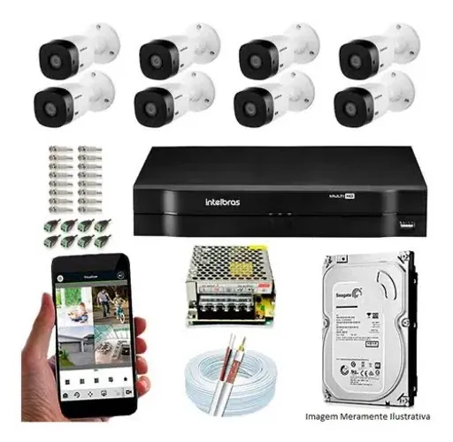 Câmeras de segurança intelbras kit com 8 câmeras completo