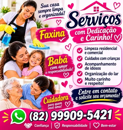 Faxineira, babá ou cuidadora 