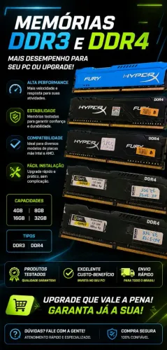 DDR3 e DDR4 4GB/8GB 100% para uso