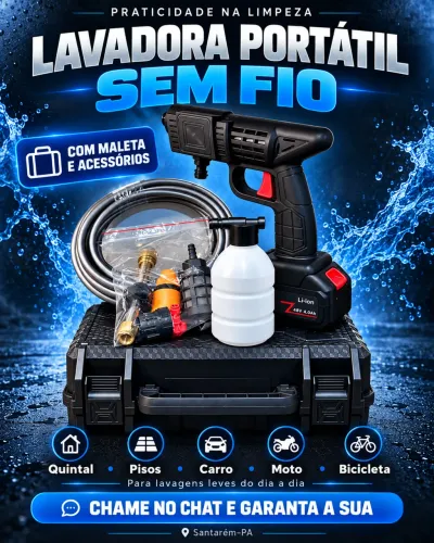 Lavadora Portátil Sem Fio 48V + 2 Baterias, Maleta e Kit Completo