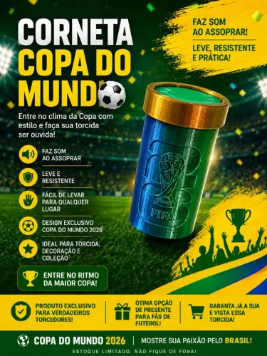 Mini Corneta de Torcida Copa do Mundo 2026 ? | Faz Som | Decoração e Coleção