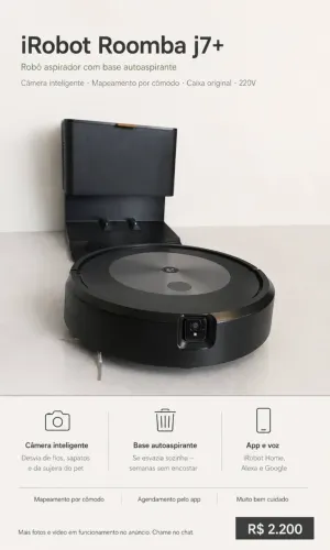 Robô aspirador iRobot Roomba j7+ com base autoaspirante 220V