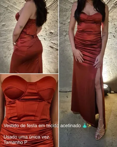 Vestido de festa/casamento/formatura cor terracota