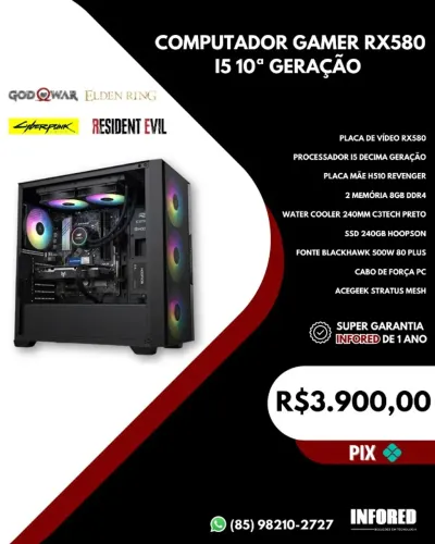 Computador Gamer RX580 i5 10° Geração