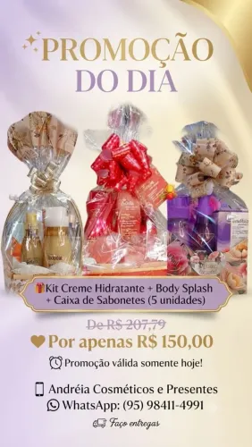 Noção do dia kit com hidratante Body speed e caixa de sabonete com 5 unidades