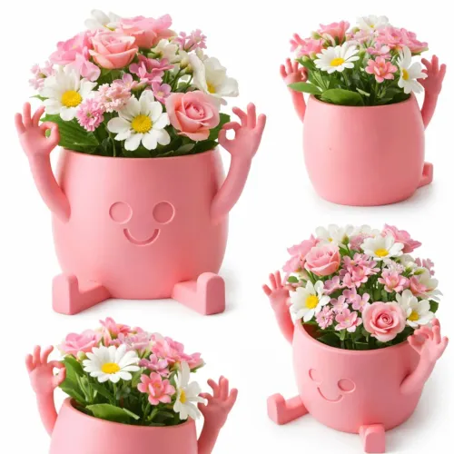 Vaso decorativo 3D rosa 3 em 1 NOVO