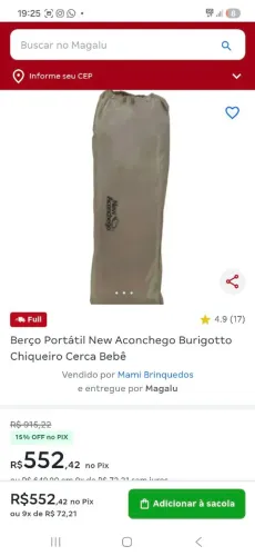 Berço portátil Burigoto novíssimo barato!