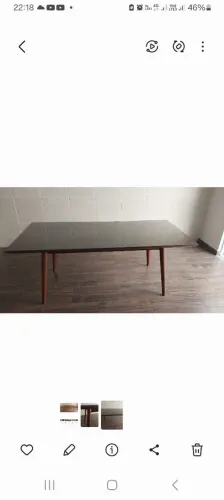 Mesa de madeira em Ipê (200x90x75) com tampo de vidro