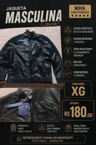 JAQUETA EM COURO SINTÉTICO