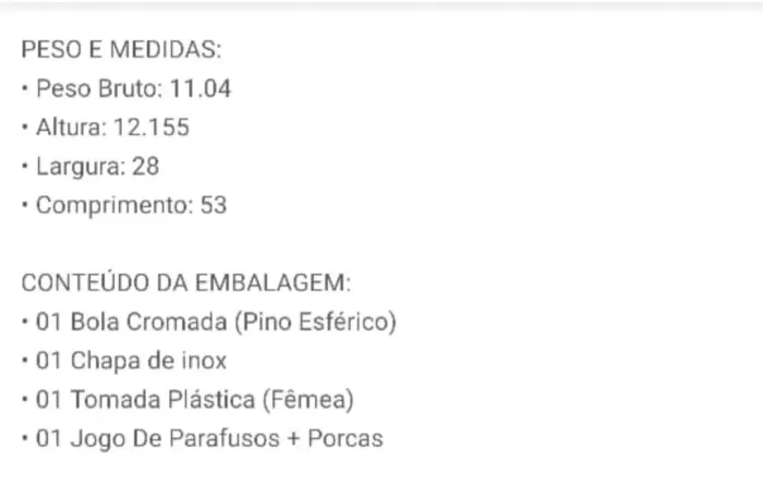 Engate para carretinha 