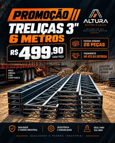 TRELIÇAS 3" 30 CM 6 METROS