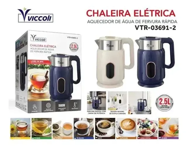 Garrafa Chaleira Elétrica 2.5l Desliga Automáti Viccoli 110V