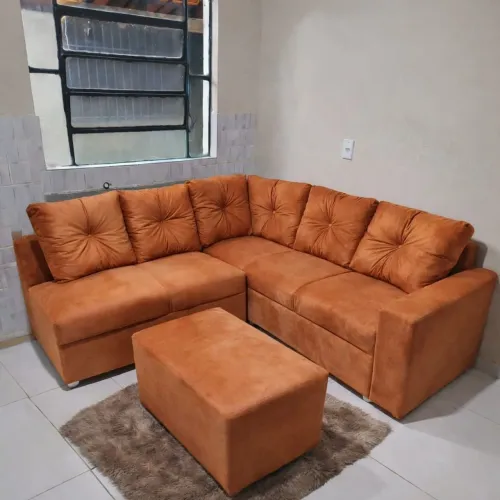 Sofá de canto com puff novo lacrado