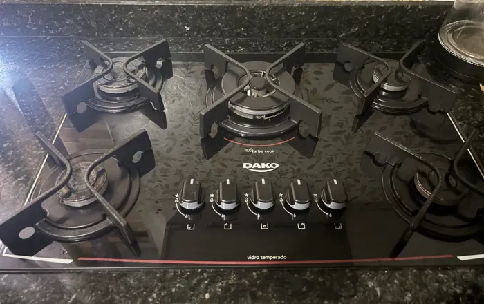 Cooktop Dako 5 Bocas Turbo Cook - Vidro Temperado Preto