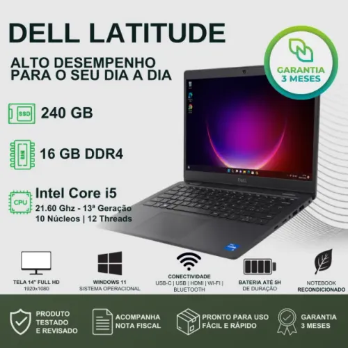 Notebook Dell Latitude 3450 Core I5 13a Ger 16gb 240gb W11