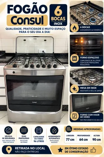 Fogão Consul 6 Bocas Inox