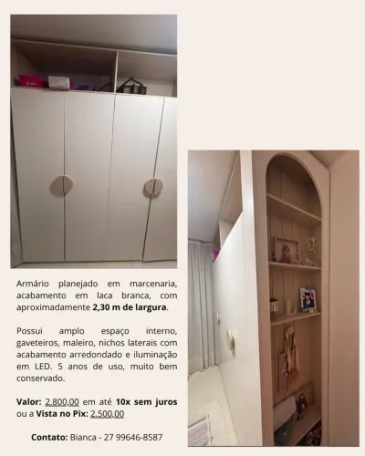 GUARDA-ROUPAS LINDO ACABAMENTO EM LACA
