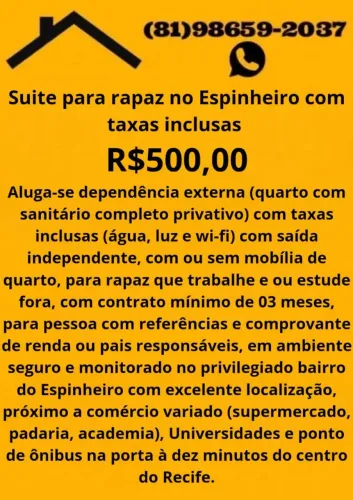 Suite para rapaz no Espinheiro com taxas inclusas