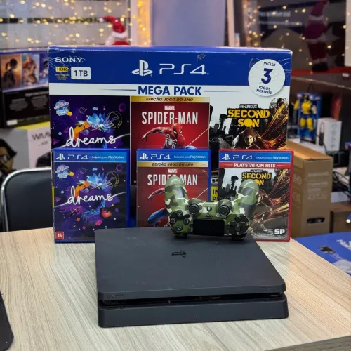 LOJA FISICA. PLAYSTATION 4 SLIM 1TB + 3 JOGOS E 1 CONTROLE 