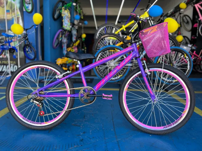 Bicicleta Wendy aro 24 com marchas - Lilás com rosa