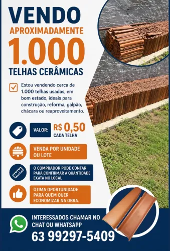 VENDO APROXIMADAMENTE 1.000 TELHAS CERÂMICAS PLAN