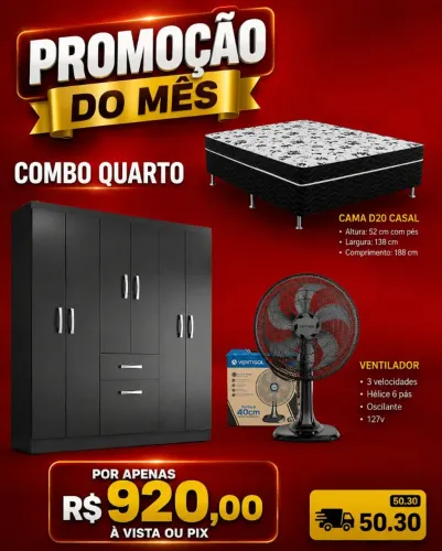 Combo Quarto / Armário, Cama , Ventilador