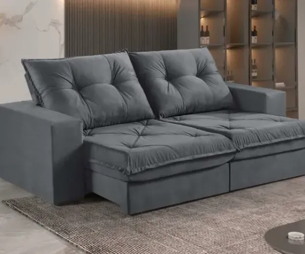 Sofá 2,10m Retrátil/Reclinável Molas Ensacadas D28 c/ Pillow Super Lindo Fazemos Entrega