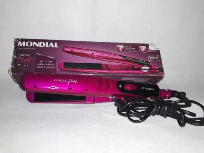 Prancha alisadora marca Mondial Crome Pink Line bivolt