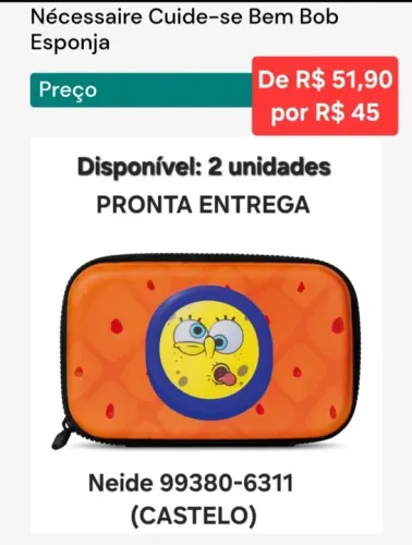 Boticario Cuide-se Bem Bob Esponja