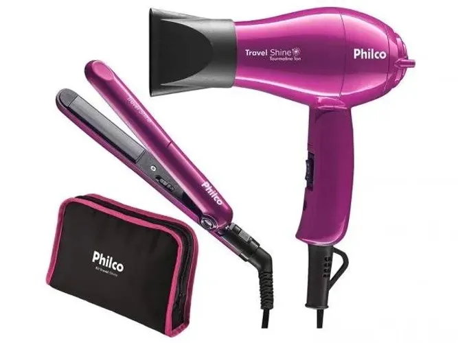 Kit Secador E Chapinha Philco Travel Shine