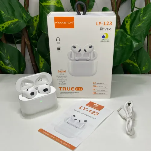 Fone H?maston LY-123 com Bateria de Longa Duração e Estojo Recarregável
