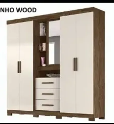 Guarda Roupa Eldorado 4P C Penteadeira Giratória e Espelho R$1075,00 Paga na Entrega