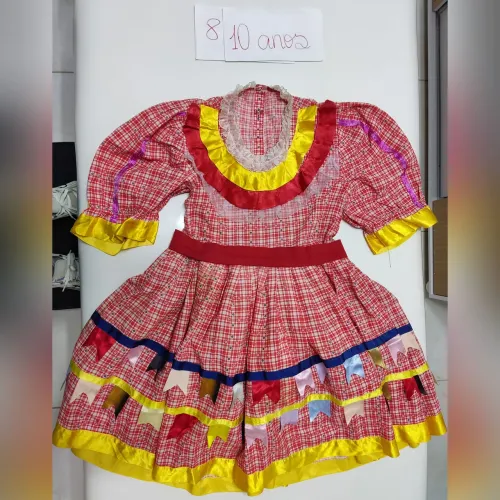 Vestido Festa Junina vermelho Infantil 8 a 10 anos