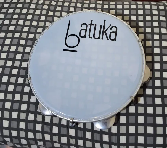 Pandeiro 10" Abs Preto Plat Inox Pele Leitosa Batuka