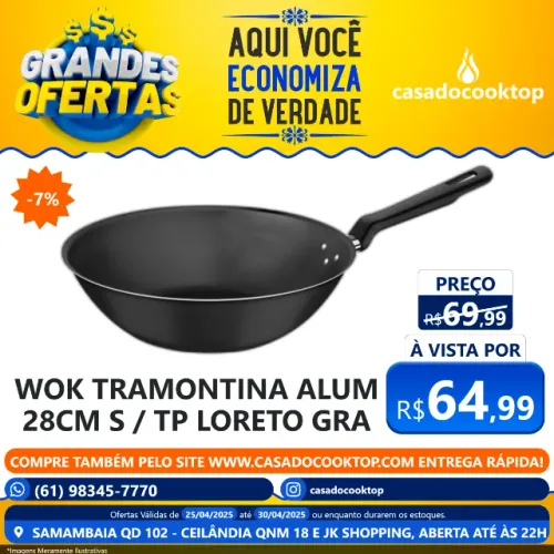 WOK TRAMONTINA ALUM 28CM S/TP LORETO GRA