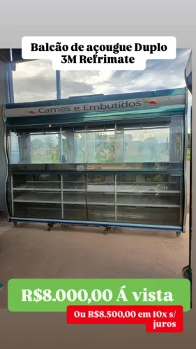 BALCÃO DE AÇOUGUE DUPLO 3M REFRIMATE