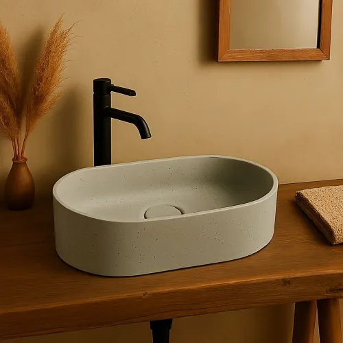 Cuba de Apoio em Cimento Natural - Design Rústico e Minimalista