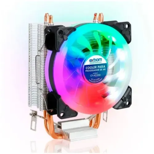 Cooler para Processador Exbom CP-H2200, 2 Tubo Heatpipes Hidráulico, 75mm, Preto 