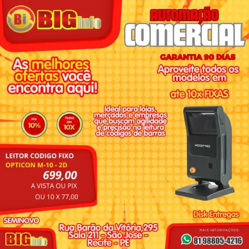 Leitor de codigo de barras Opticon M-10 2D - Le Tudo Muito Rapido