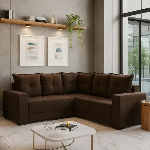 Sofá de canto marrom 