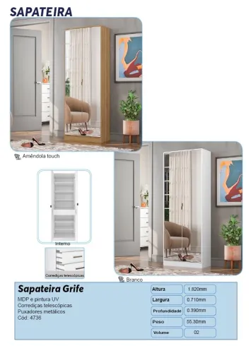 Sapateira Grife com espelho 