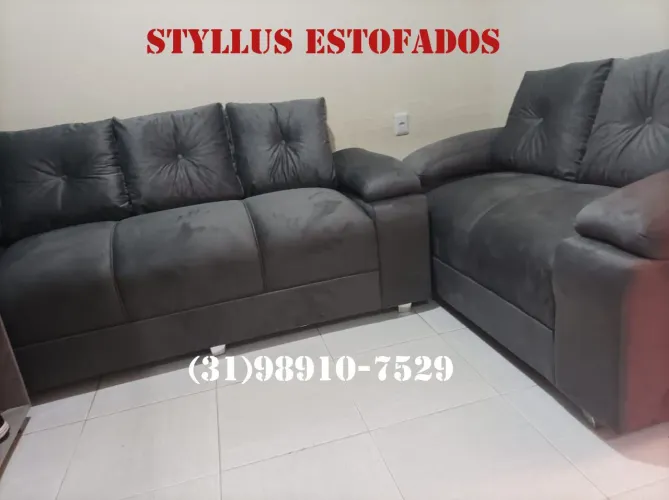 Sofá de 3  e 2 lugares em Suede - Novo!