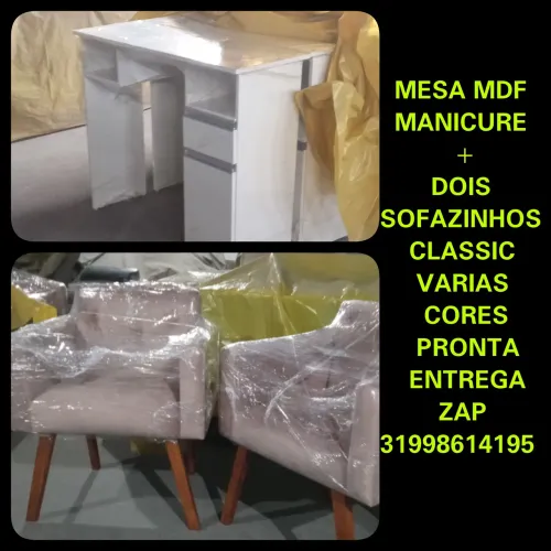 Mesa MDF Manicure + 2 Sofazinhos Classic