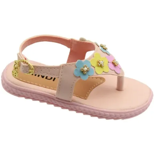 Sandália Infantil Fivela Pingente Kindi Aplique Flores Menina