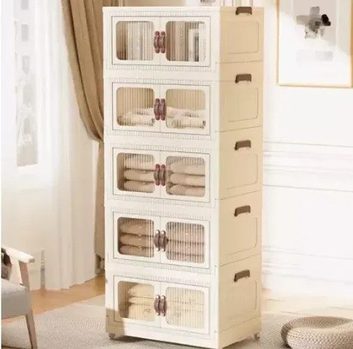 Armário De Plástico Vertical Com 05 Compartimentos Organizador Para Quartos, Cozinhas 