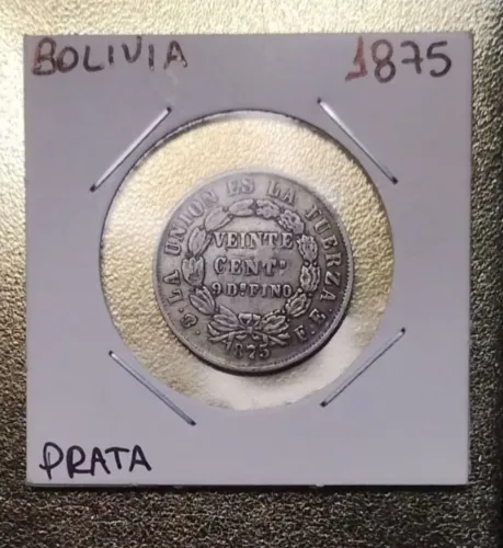 Moeda de PRATA da Bolívia 1875