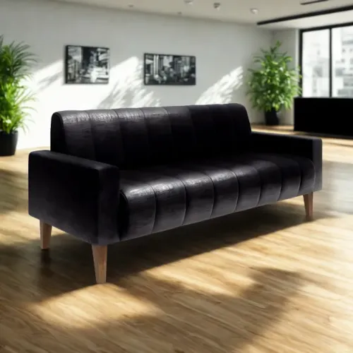 Sofa 3 lugares moderno em couro sintetico a pronta entrega para recepção sala escritorio