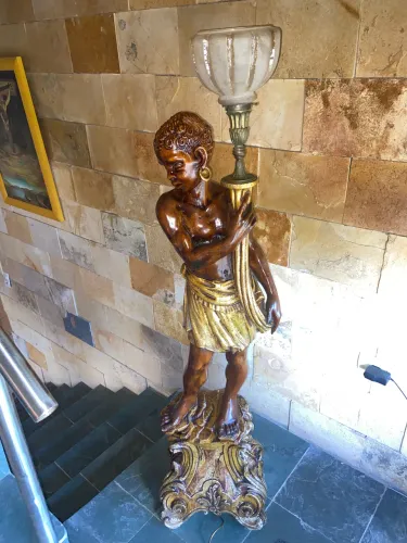 Escultura Antiga Blackamoor Europeia - 1,50m